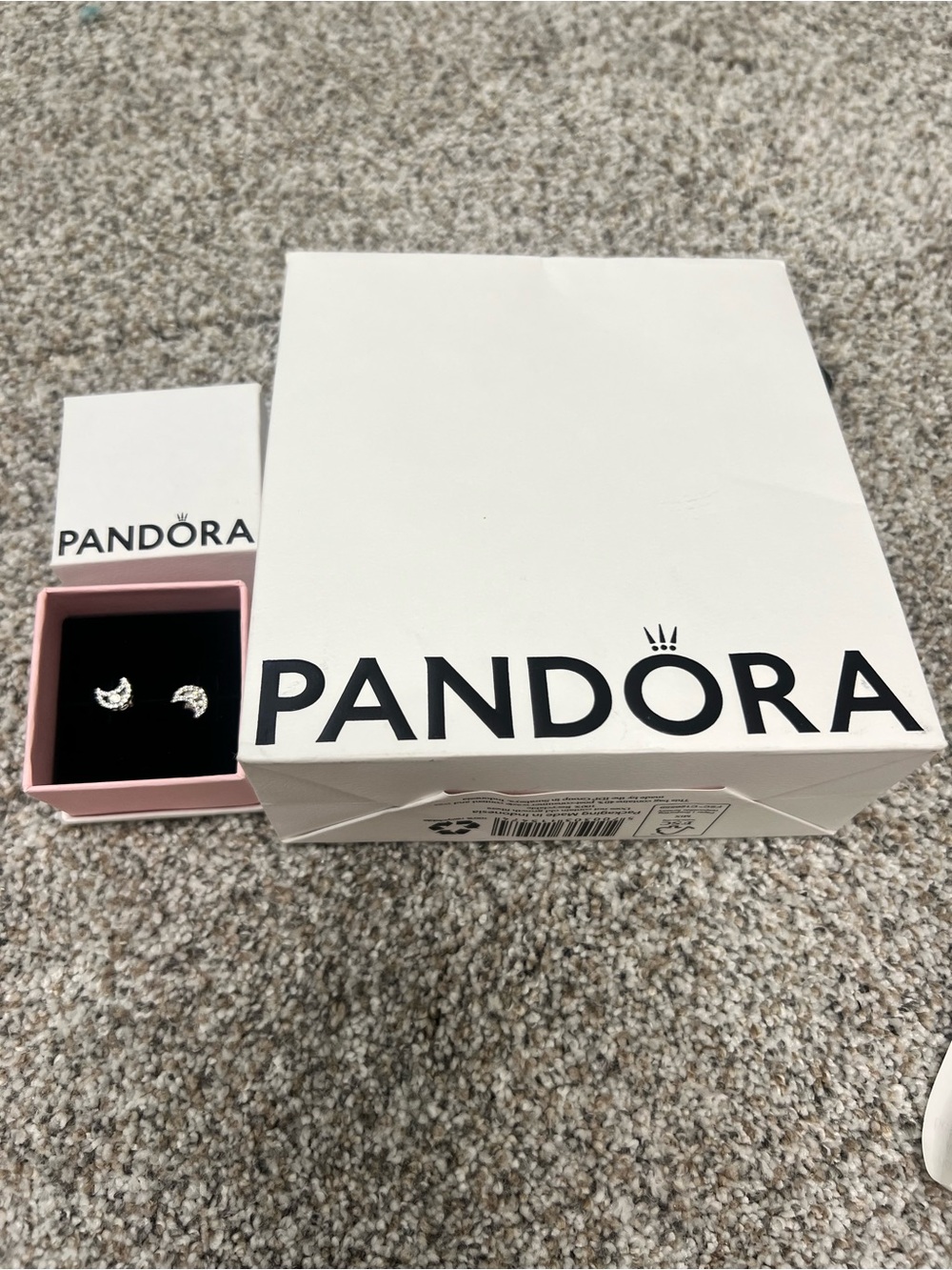 Pandora Silver Moon & Star CZ Stud Earrings - Silver